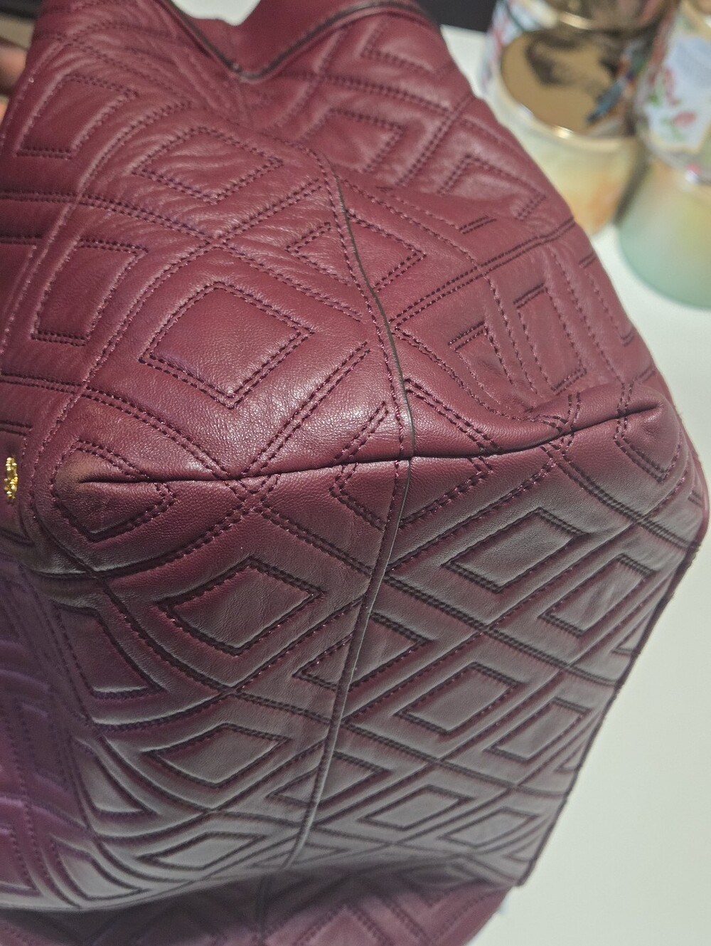 Tory Burch Quilted Leather Shoulder Tote in Burgundy - Picture 15 of 17